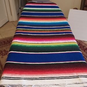 Mexican Serape Blanket Tablecloth Multi Stripe